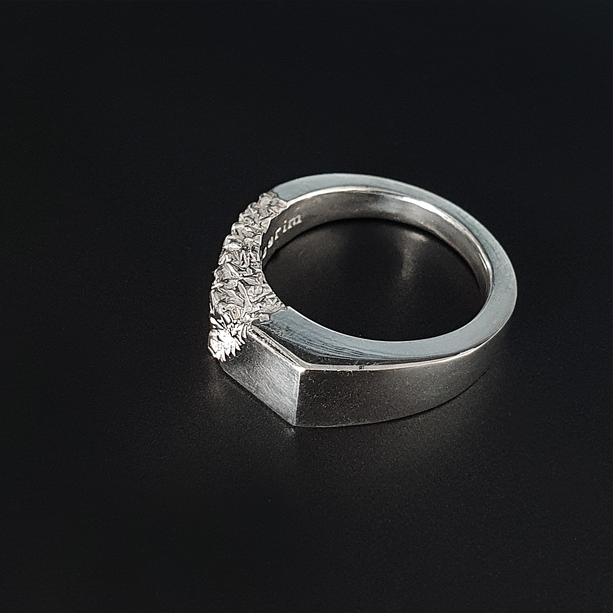 [Cubism] Square Half Textured Ring